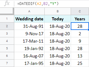 Hướng dẫn cách sử dụng hàm DATEDIF trong Google Sheets 